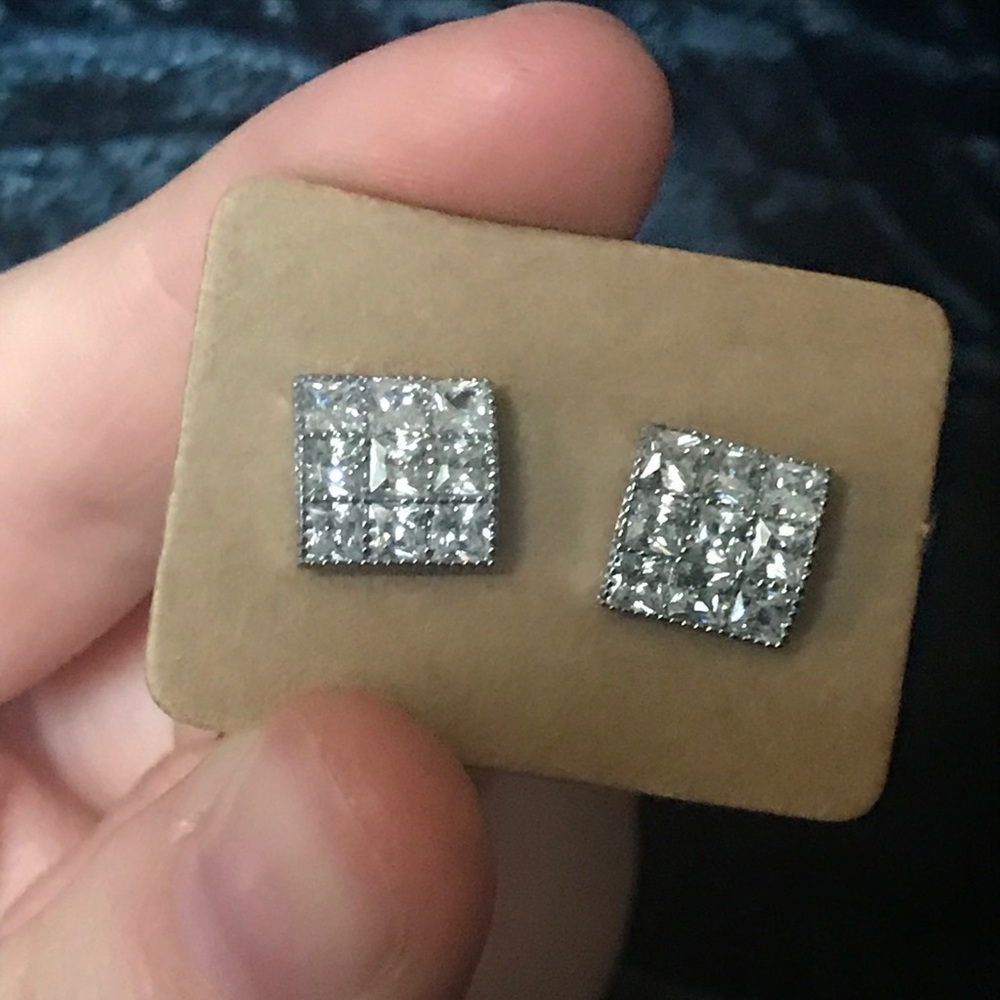 Princess cut pavè earrings